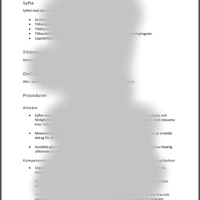 Mall exempel Policy utbildning i IT-säkerhet