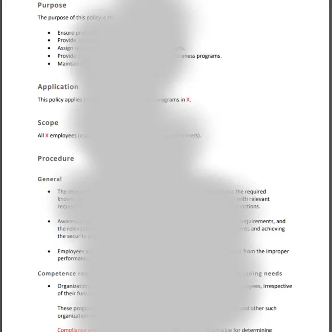 Template Example Education in IT-Security Policy