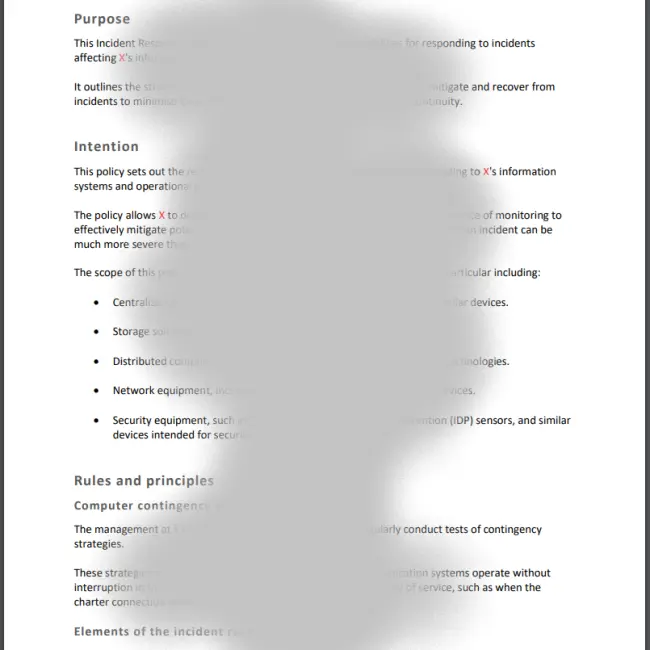 Template Example Incident Response Policy